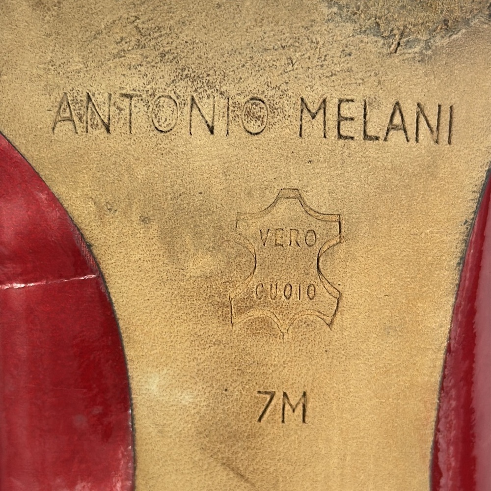 ANTONIO MELANI Red Leather High Heels Size 7M - Picture 2 of 7